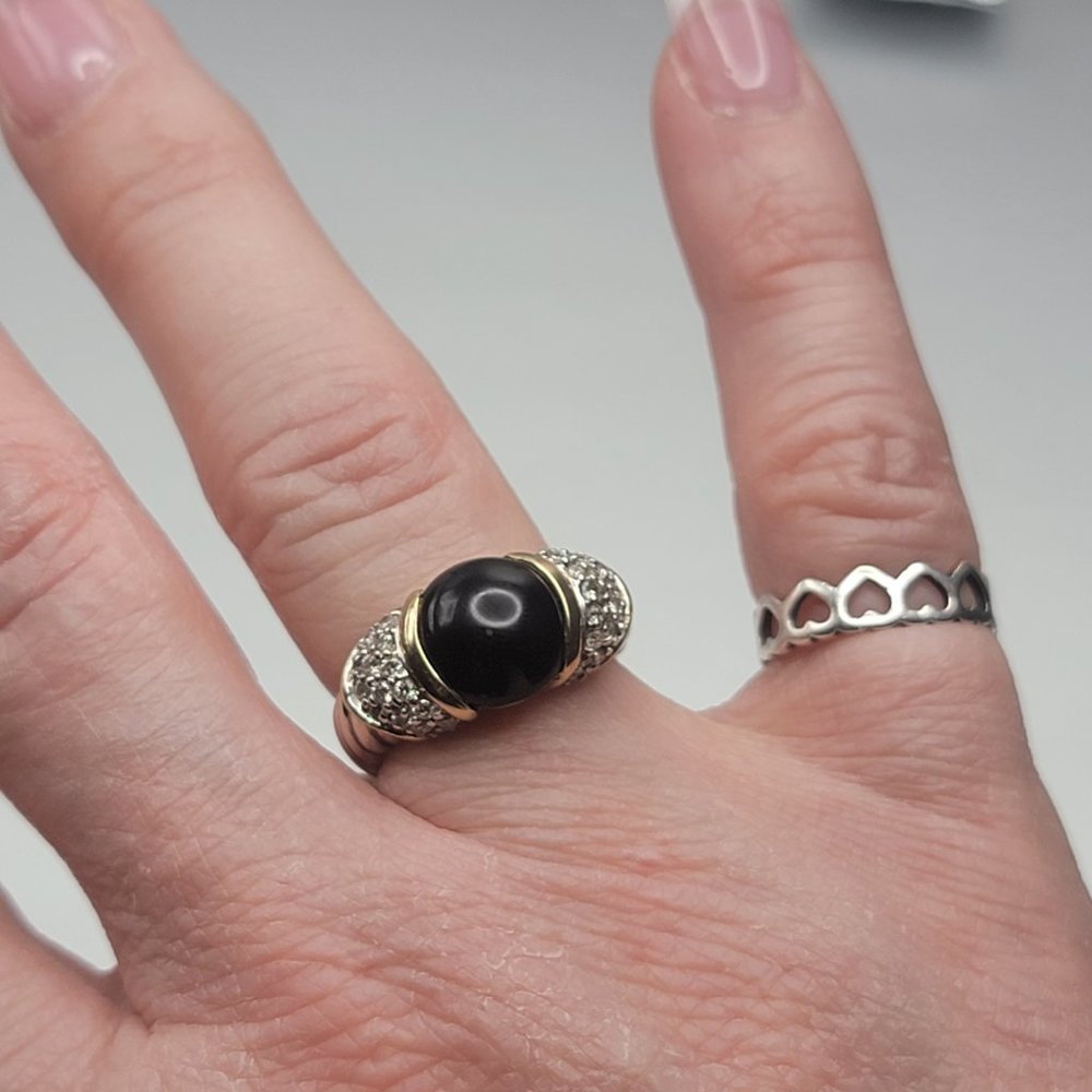 David Yurman Pave Diamond Onyx Capri Cable ring